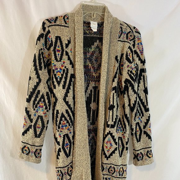 Northern Angel Open Gray Multicolor Aztec Print Cardigan Sweater Women's Size L - Picture 12 of 12